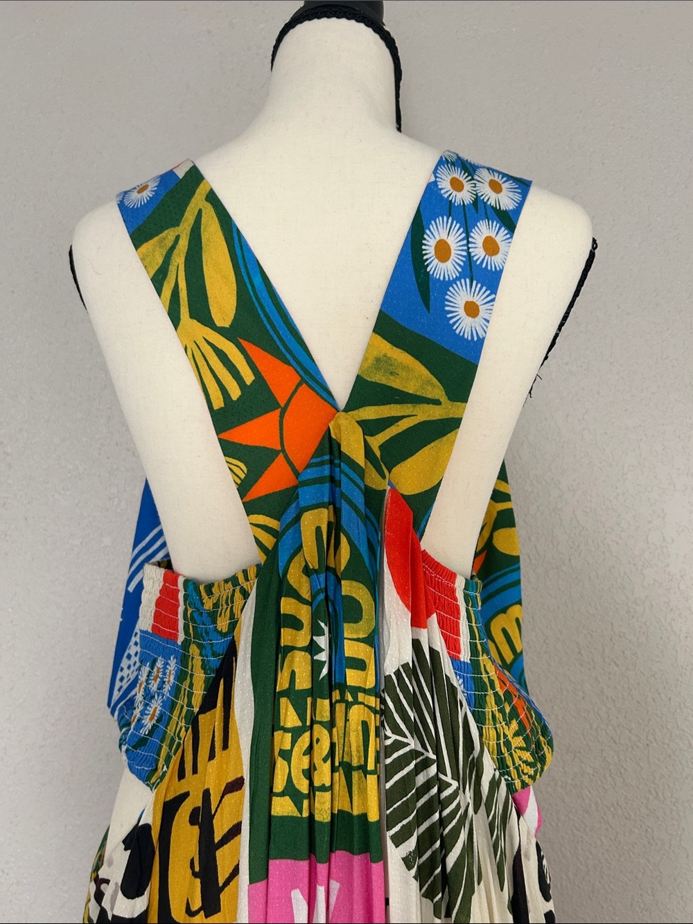 Anthropologie Bold Multicolor Graphic Maxi Dress with Pink and Blue Accents - Picture 4 of 9